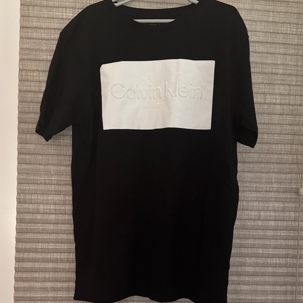 Calvin Klein Black Tee with Embossed White Panel